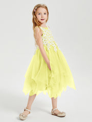 Tea Length Tulle Junior Bridesmaid Dresses Daffodil