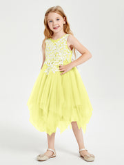 Tea Length Tulle Junior Bridesmaid Dresses Daffodil