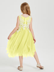 Tea Length Tulle Junior Bridesmaid Dresses Daffodil