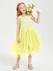 Tea Length Tulle Junior Bridesmaid Dresses Daffodil