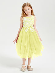 Tea Length Tulle Junior Bridesmaid Dresses Daffodil