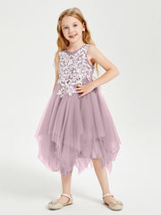 Tea Length Tulle Junior Bridesmaid Dresses Dusk