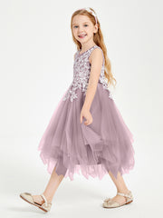 Tea Length Tulle Junior Bridesmaid Dresses Dusk