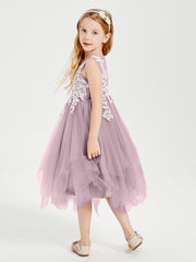 Tea Length Tulle Junior Bridesmaid Dresses Dusk