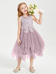 Tea Length Tulle Junior Bridesmaid Dresses Dusk