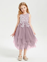 Tea Length Tulle Junior Bridesmaid Dresses Dusk