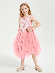 Tea Length Tulle Junior Bridesmaid Dresses Flamingo