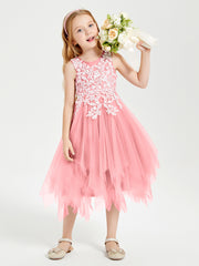 Tea Length Tulle Junior Bridesmaid Dresses Flamingo