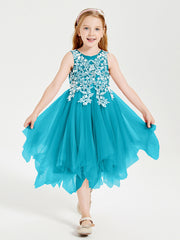 Tea Length Tulle Junior Bridesmaid Dresses Jade