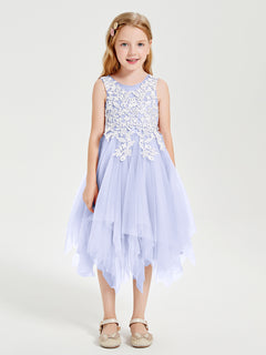 Tea Length Tulle Junior Bridesmaid Dresses Lavender