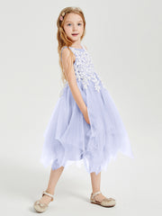 Tea Length Tulle Junior Bridesmaid Dresses Lavender