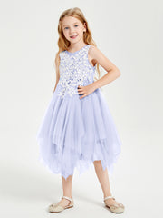 Tea Length Tulle Junior Bridesmaid Dresses Lavender