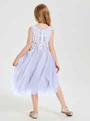 Tea Length Tulle Junior Bridesmaid Dresses Lavender