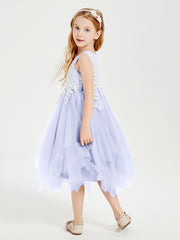 Tea Length Tulle Junior Bridesmaid Dresses Lavender