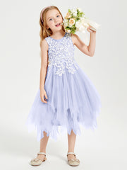 Tea Length Tulle Junior Bridesmaid Dresses Lavender