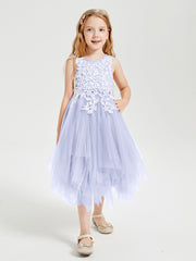 Tea Length Tulle Junior Bridesmaid Dresses Lavender