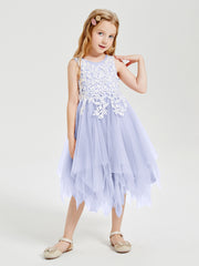 Tea Length Tulle Junior Bridesmaid Dresses Lavender