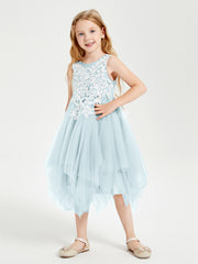Tea Length Tulle Junior Bridesmaid Dresses Mist