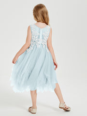 Tea Length Tulle Junior Bridesmaid Dresses Mist