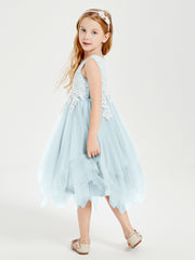 Tea Length Tulle Junior Bridesmaid Dresses Mist