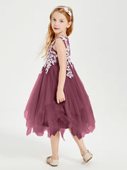 Tea Length Tulle Junior Bridesmaid Dresses Mulberry