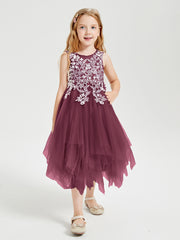 Tea Length Tulle Junior Bridesmaid Dresses Mulberry