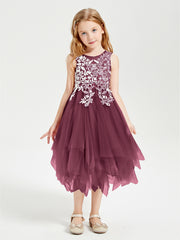 Tea Length Tulle Junior Bridesmaid Dresses Mulberry