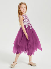 Tea Length Tulle Junior Bridesmaid Dresses Orchid