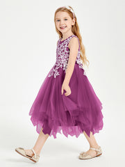 Tea Length Tulle Junior Bridesmaid Dresses Orchid