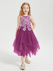 Tea Length Tulle Junior Bridesmaid Dresses Orchid