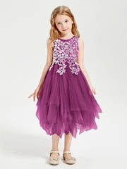 Tea Length Tulle Junior Bridesmaid Dresses Orchid
