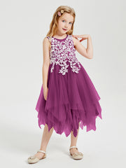 Tea Length Tulle Junior Bridesmaid Dresses Orchid