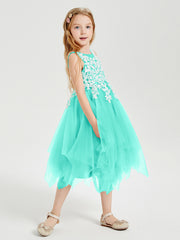 Tea Length Tulle Junior Bridesmaid Dresses Spa