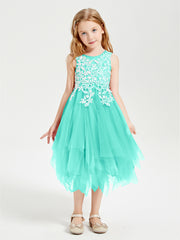 Tea Length Tulle Junior Bridesmaid Dresses Spa