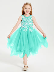 Tea Length Tulle Junior Bridesmaid Dresses Spa