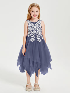 Tea Length Tulle Junior Bridesmaid Dresses Stormy