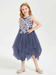 Tea Length Tulle Junior Bridesmaid Dresses Stormy