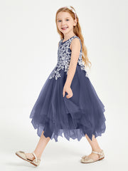 Tea Length Tulle Junior Bridesmaid Dresses Stormy