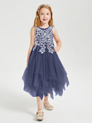 Tea Length Tulle Junior Bridesmaid Dresses Stormy