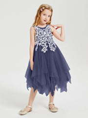 Tea Length Tulle Junior Bridesmaid Dresses Stormy