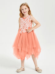 Tea Length Tulle Junior Bridesmaid Dresses Sunset