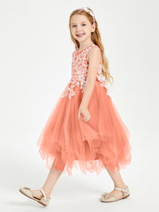 Tea Length Tulle Junior Bridesmaid Dresses Sunset