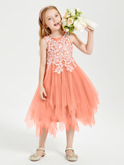 Tea Length Tulle Junior Bridesmaid Dresses Sunset