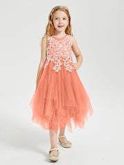Tea Length Tulle Junior Bridesmaid Dresses Sunset