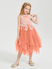 Tea Length Tulle Junior Bridesmaid Dresses Sunset