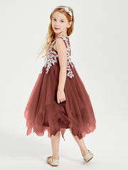 Tea Length Tulle Junior Bridesmaid Dresses Terracotta