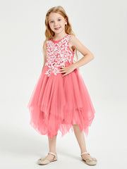 Tea Length Tulle Junior Bridesmaid Dresses Watermelon