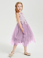 Tea Length Tulle Junior Bridesmaid Dresses Wisteria