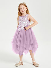 Tea Length Tulle Junior Bridesmaid Dresses Wisteria