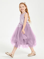 Tea Length Tulle Junior Bridesmaid Dresses Wisteria